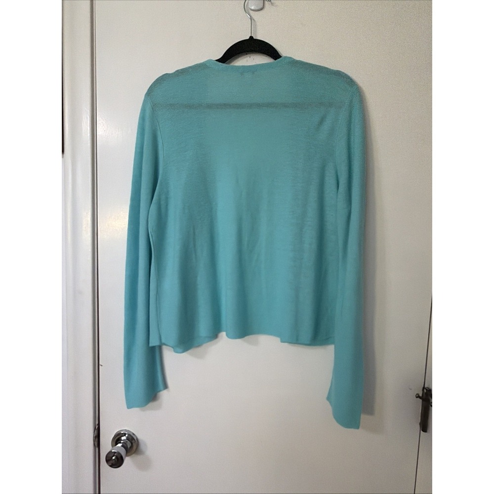 J Jill Linen Blend Knit Open Cardigan Sweater size M  Blue Lightweight Resort - Picture 4 of 6